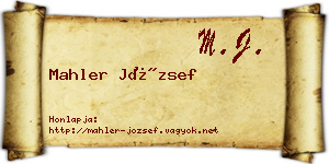 Mahler József névjegykártya